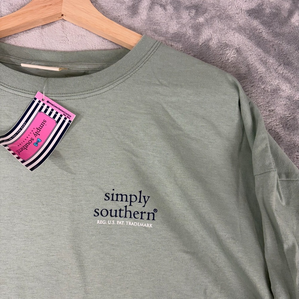 Simply Southern T-Shirt Womens XXL Long Sleeve Teacher Life Inspire Green NEW - Picture 3 of 9